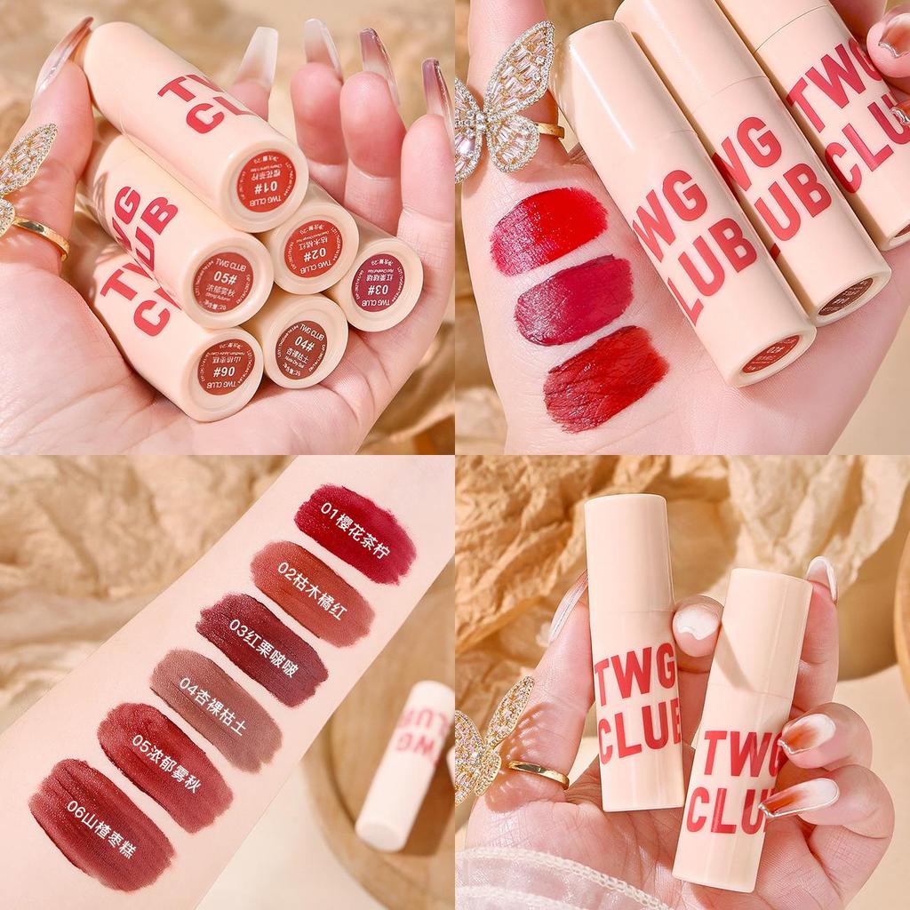 TWG Velvet Mousse Matter Lippenstift - Nicht-Klebender, Nicht-Verblassender Lipgloss für Studenten