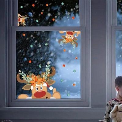 Kerstsneeuwvlok Raamsticker Winter Eland Muurstickers Verwijderbare Glaswandstickers Nieuwjaarssticker Kamer Huis Decoraties