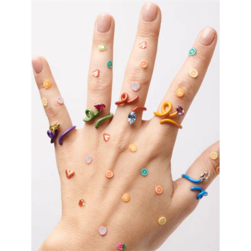 Fashion Fashion Simple Opening Niche Design Candy Color Hand Painted Enamel Drip Glazed Brass 18K Golden Index Finger Ring