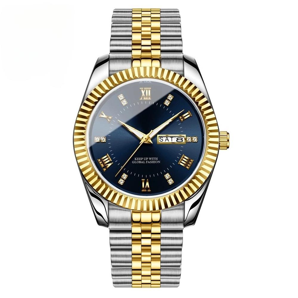 

Наручные часы для мужчин из нержавеющей стали с датой, кварцевые, водонепроницаемые, люминесцентные, повседневные