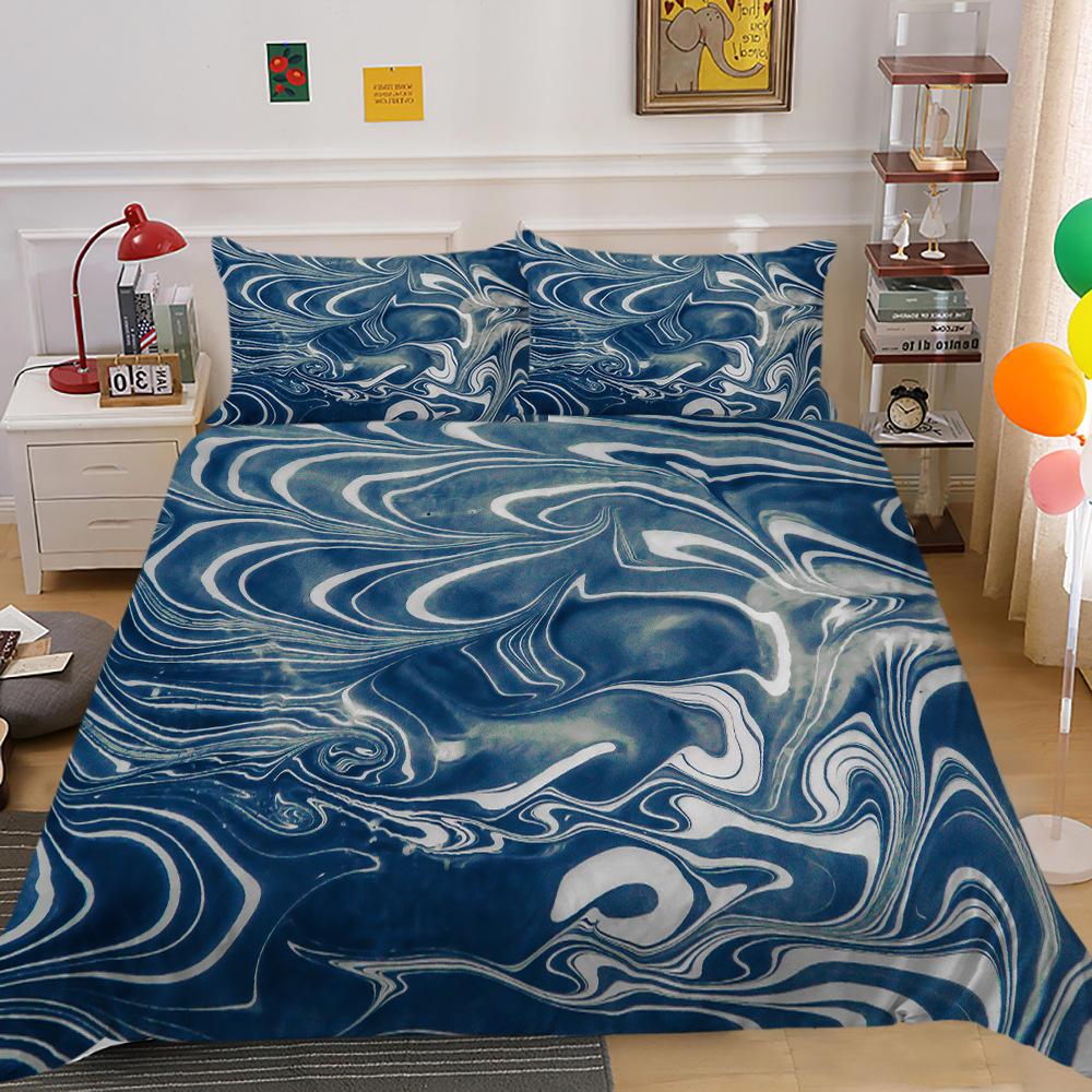 Source Factory Quilt Cover Pillowcase Two Or Three-Piece Set Marble 3D Digital Printing Polyester Fabric