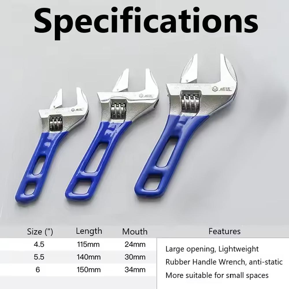 Adjustable Mini Wrench Lightweight Large Opening Short Handle Multifunctional for Plumbing and Bathroom Use