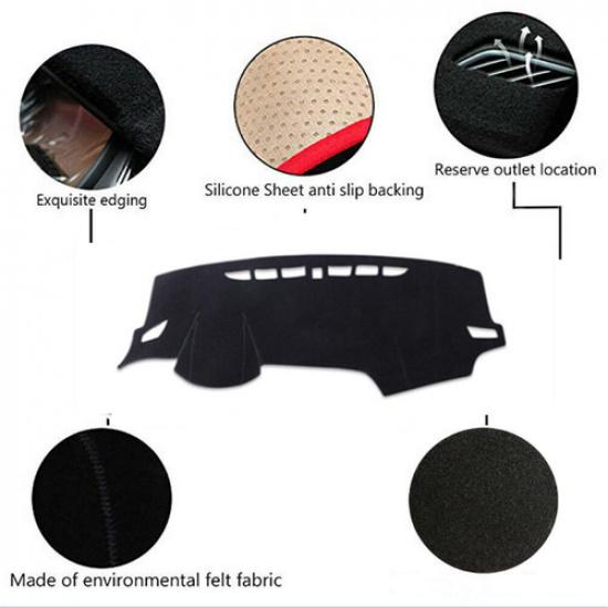 Black Dashboard Dash Mat DashMat Sun Cover Pad For Hyundai Elantra 2017-