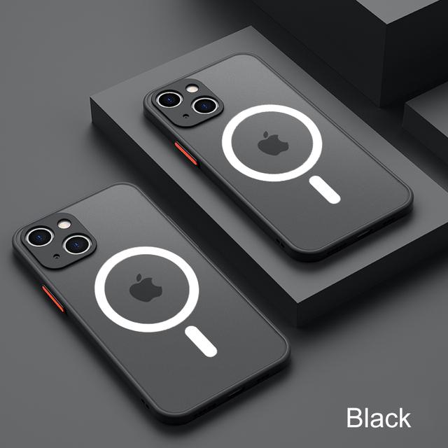Transparente matte Rüstung für Magsafe magnetische Hülle für iPhone 14 13 12 Pro Plus Max Mini Wireless Charging Hard Pc Defender Funda