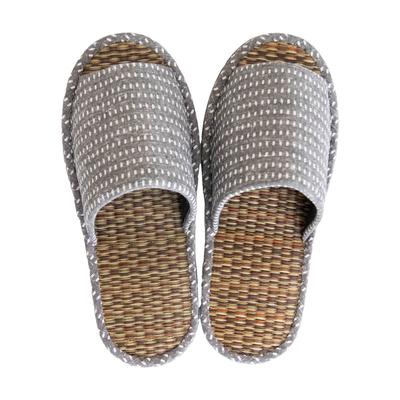 Oka Made In Japan Kurume Woven Tatami Size Gray Slippers, L,