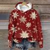 Damenmode Langarm Weihnachtsprint Lockerer Kapuzenpullover Top