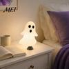 Dynamic Spring Ornament Cute Ghost Night Light with Base, USB Powered Mini Spooky Halloween Small Bedside Lamp Tree Topper LED for Party, Office Desk,