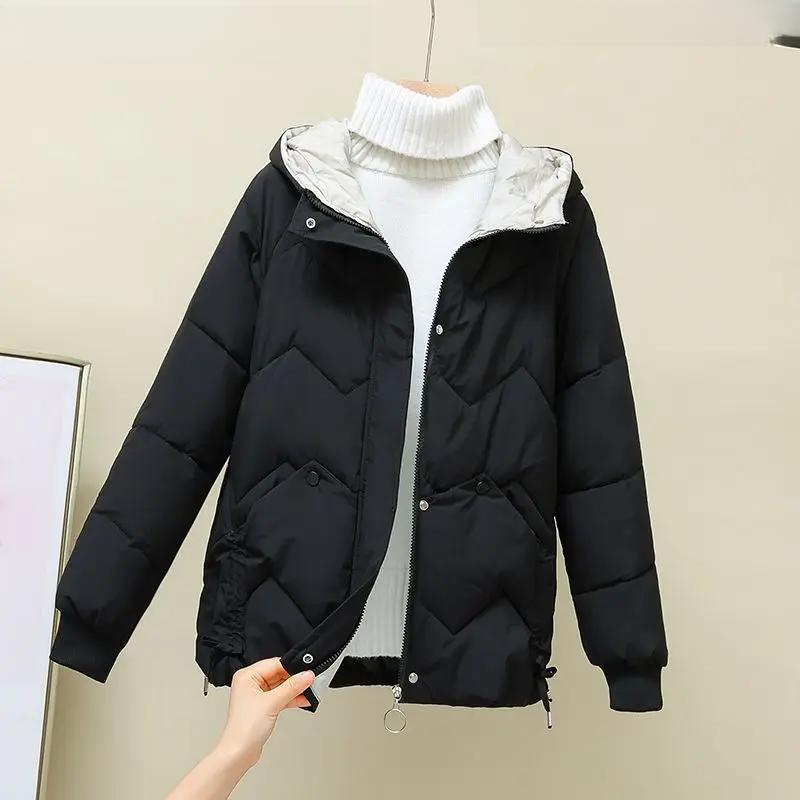 Winter Loose-fit Down Cotton Coat for Women Thickened Cropped Fashionable Cotton Jacket Outerwear