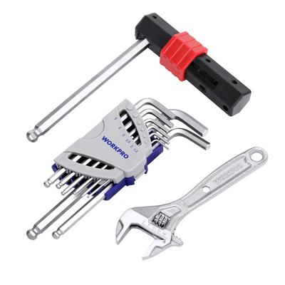 WORKPRO Inbusschlüssel-Set, Sechskantschlüssel-Set, 9-teilig, Rollgabelschlüssel, 150 mm, Kugelkopf, T-Typ-Griff, Fahrradwartung, mechanische Reparatur, Wartung, Möbel