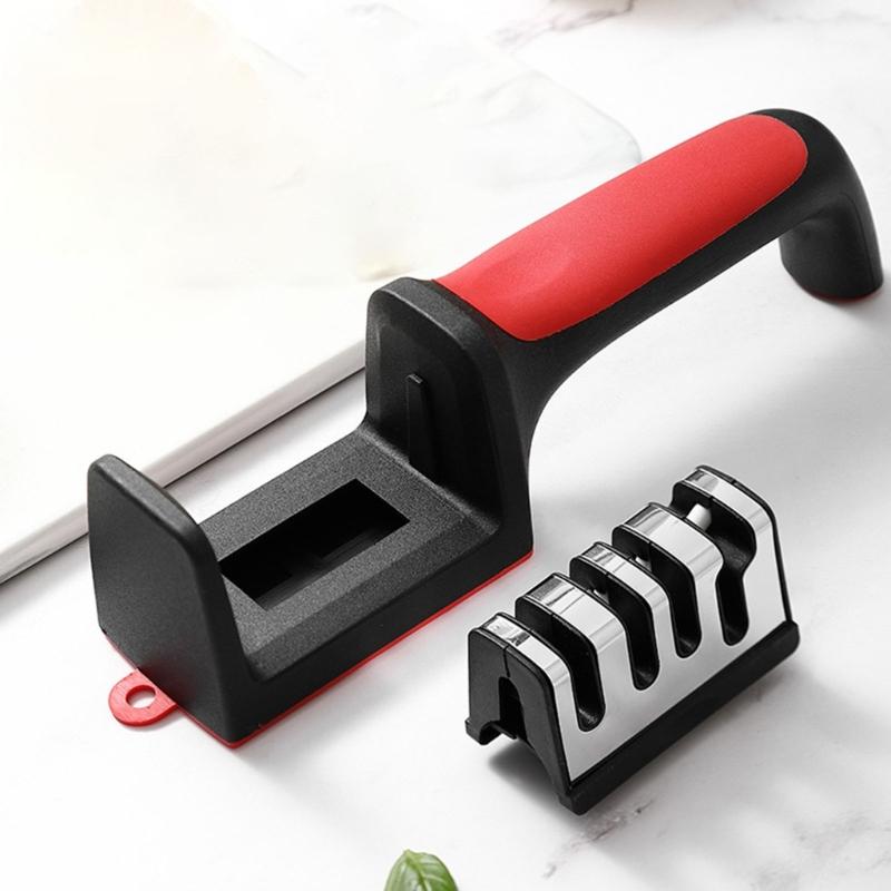 Practical Kitchen Blade Sharpener Tool Ergonomic Handle Nonslip Feet Ceramic Steel Construction For Fast Brims Restorations