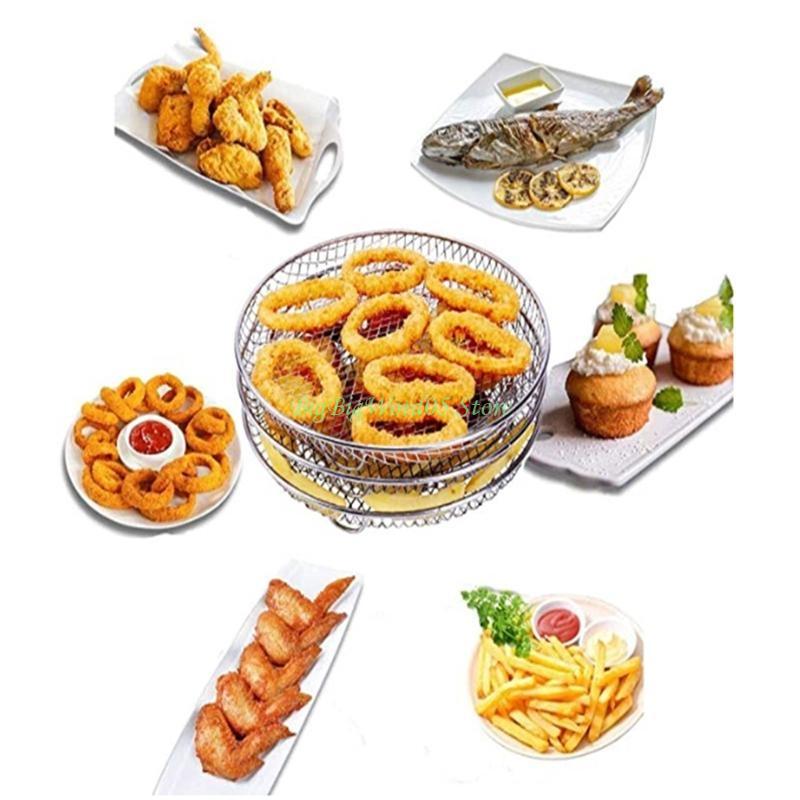 

24TE Air Fryer Rack for Air Fryer Three Stackable Racks Stainless Steel Multi-Layer Dehydrator Rack Air Fryer Accessories CN