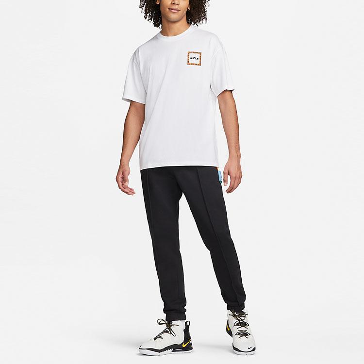 Nike Striped Pattern Print Basketball Round Neck Casual Short Sleeve T-Shirt Men Tops White DQ1882-100