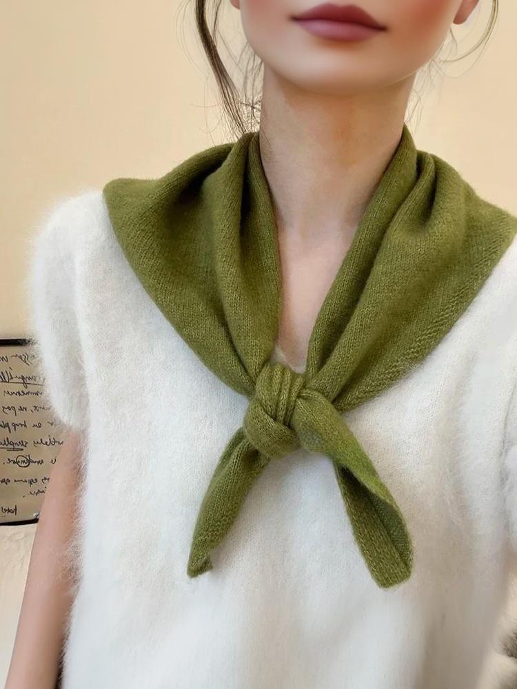 Korean Style Wool Knitted Triangular Scarf Women Headscarf Knitted Scarf Multi-functional Warm Knitted Scarf