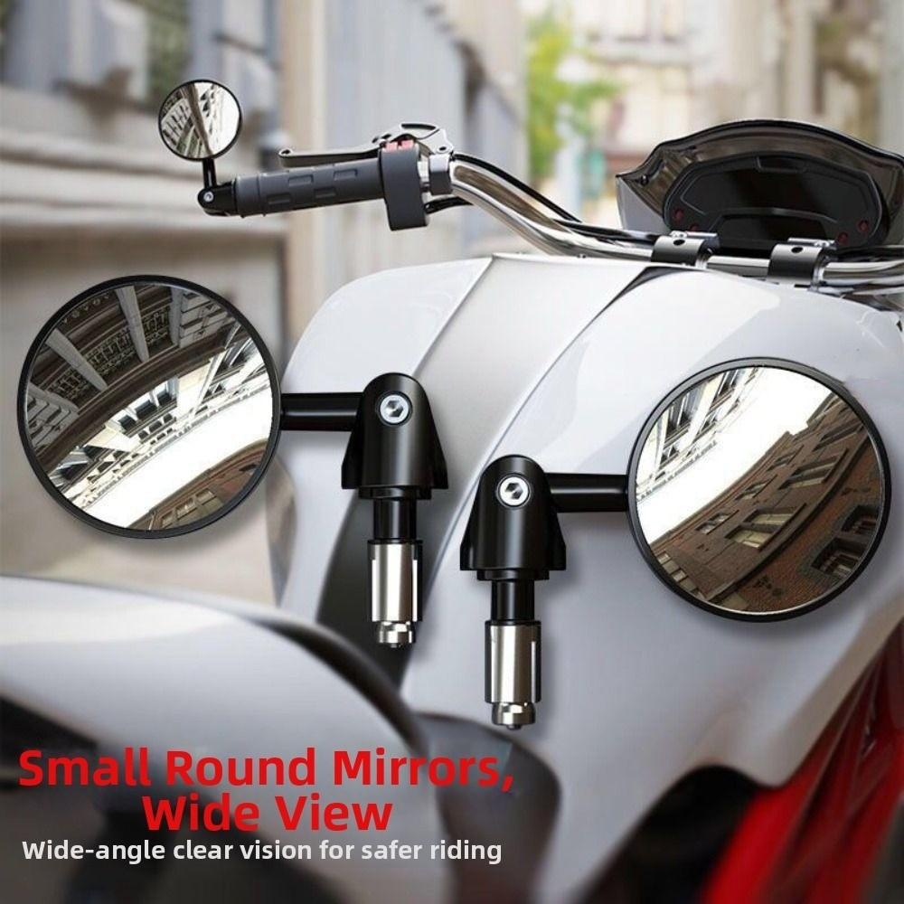2Pcs Flat/Convex Motorbike Handlebar Mirror Full Angle Handle Bar End Mirror  Motorcycle Accessories