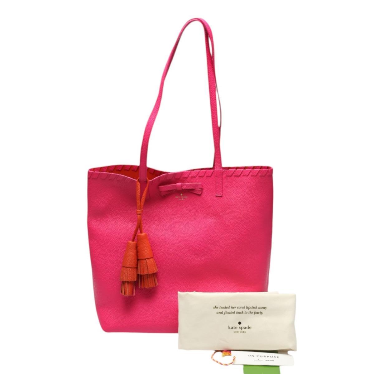 

Kate Spade Tote Bag leather Shoulder bag with tassel leather pink Used