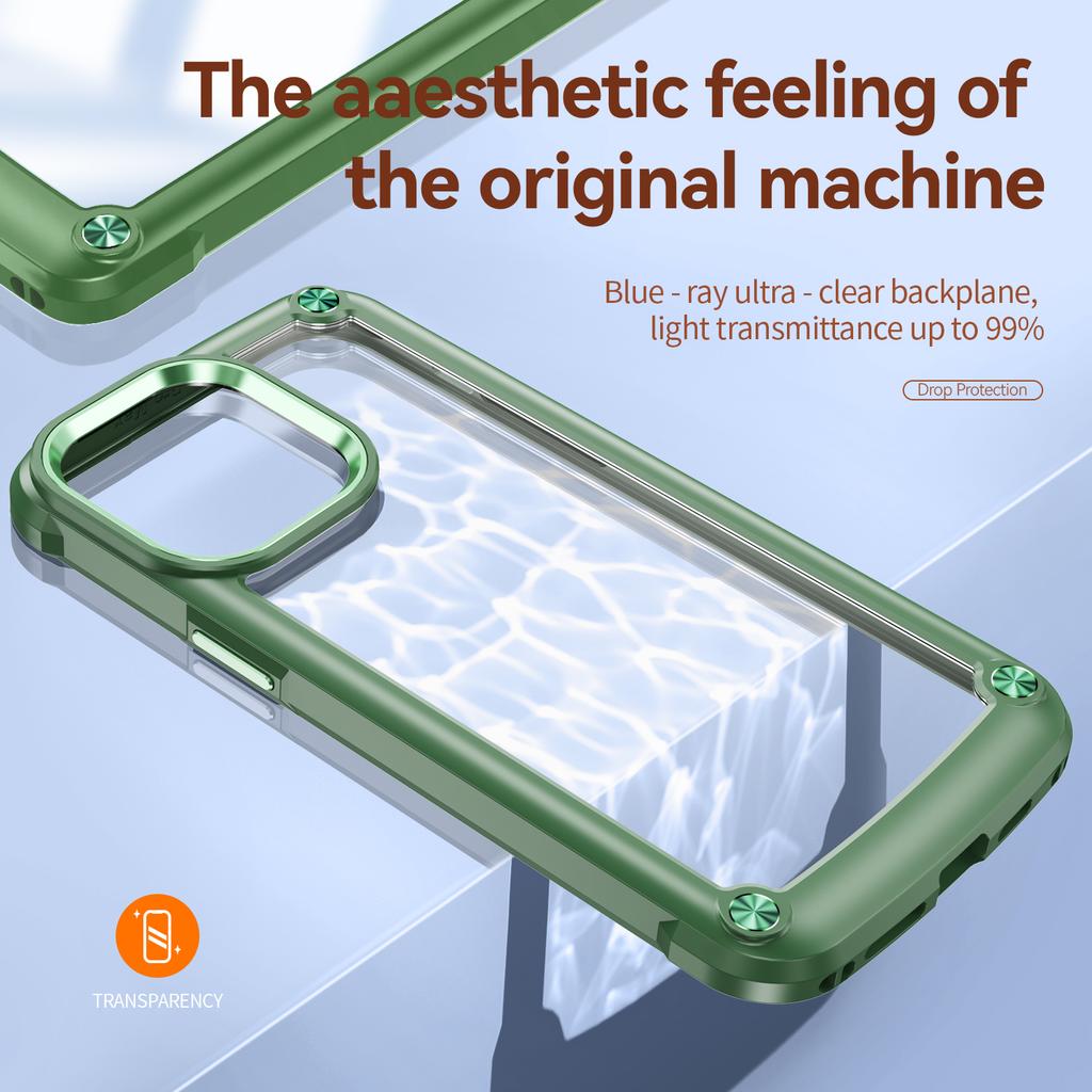 For iPhone 16 Pro Max Case Hybrid PC+TPU Back Phone Cover with Alloy Lens Frame