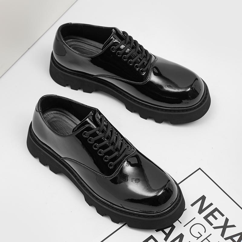 Italian New Business Men's Casual Leather Shoes Breathable Platform Shoe Luxury Antiskid Lace-up Formal Shoe Men Dress Shoes