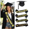 Black Graduation Cap Polyester Graduation Sash Bachelor Degree Graduation Tassel  Party Decorations