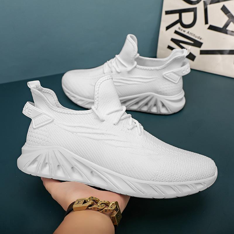 

Men s casual outdoor running shoes spring and summer low-top mesh cloth surface ultra-light jogging sports shoes 46 білий