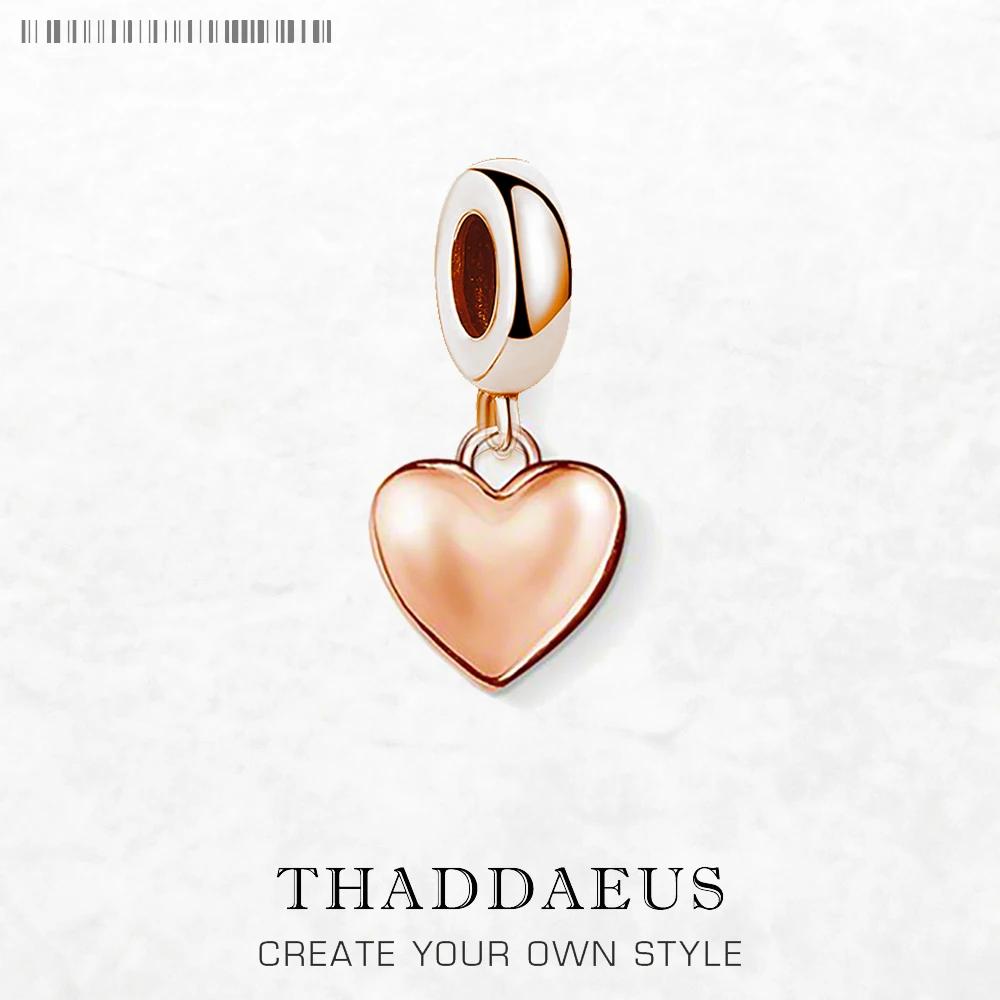 

Rose Gold Color Heart Pendants Charm 925 Silver Women Jewelry Winter New Romantic Gift