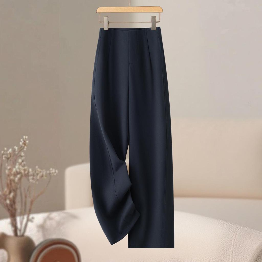Trendy 2025 Women's High-Waisted Wide-Leg Trousers - Slim-Fit, Fashionable Spring/Autumn Style