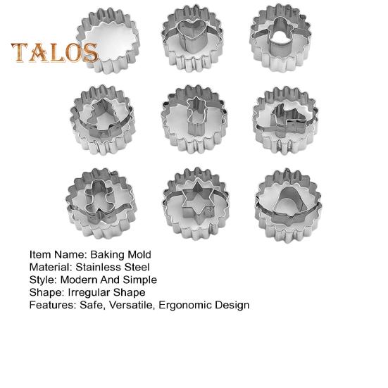 Set de 9 bucăți de tăieturi de prăjituri de Crăciun, forme de copt din oțel inoxidabil, brad de Crăciun, om de turtă dulce, forme de elan, pentru obiecte de coacere de vacanță