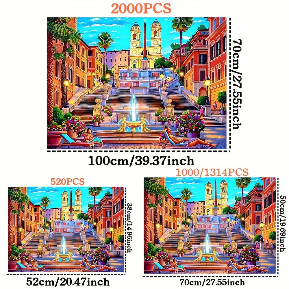 2000/1000/1314/520pcs Jigsaw Puzzle - Family Fun Adult Puzzle with Vibrant Cityscape Design, Portable Cuboid DIY Art Decor, Hi