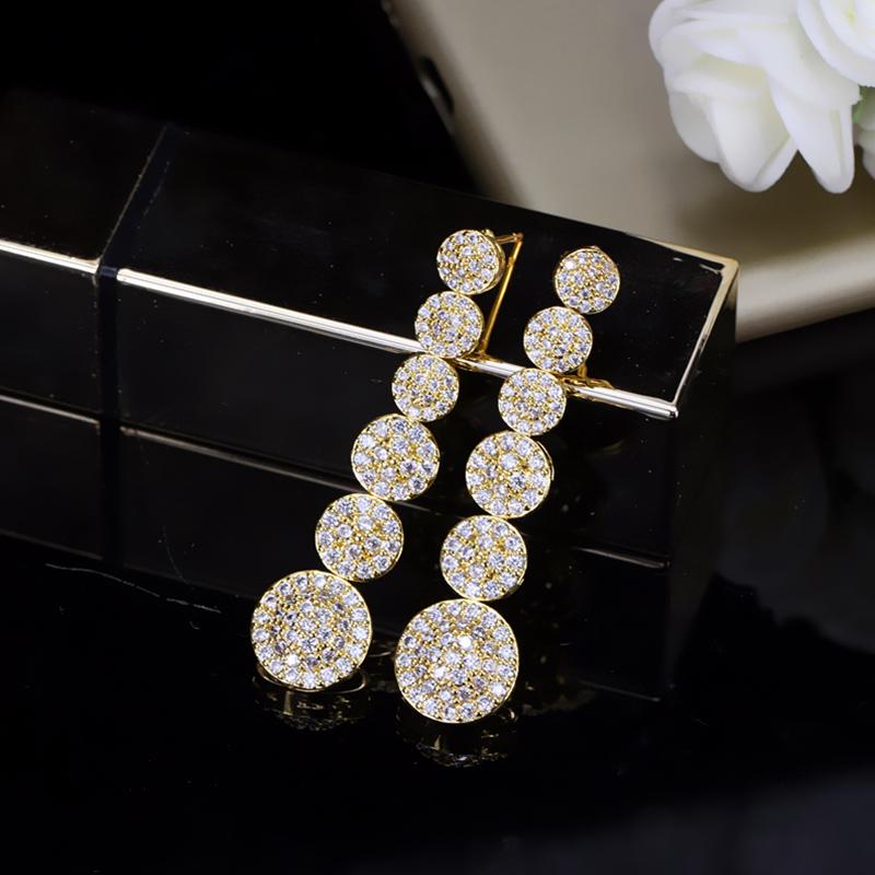 Женские серьги WWJ розового золотого цвета с кубическим цирконием, модные длинные висячие серьги жёлтый/золотой