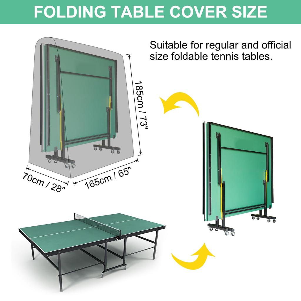 PATIKIL Folding Ping Pong Table Cover 65" X 28" X 73" Table Tennis Cover 420D Oxford Waterproof Foldable Table Cover with Storage Bag & Zipper for