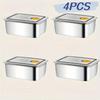 4Pc Stainless Steel Food Storage Containers Set Thickened Leakproof Stackable For Fridge Freezer And Pantry Organization