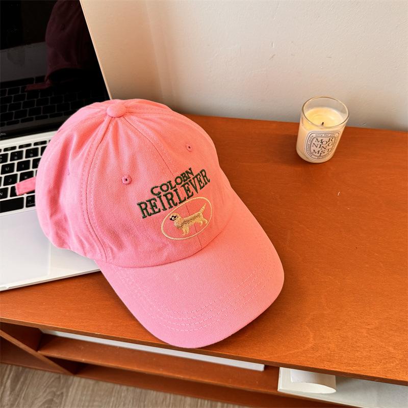 ins cute dog embroidered cap women's spring and summer versatile big head circumference baseball cap men's casual sunscreen cap