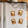 Miniature Oil Painting Style Magnets Wooden Black Cat Fridge Magnet, Seasonal Cartoon Kitchen Bathroom Decor, Halloween Refrigerator Cute Theme Photo
