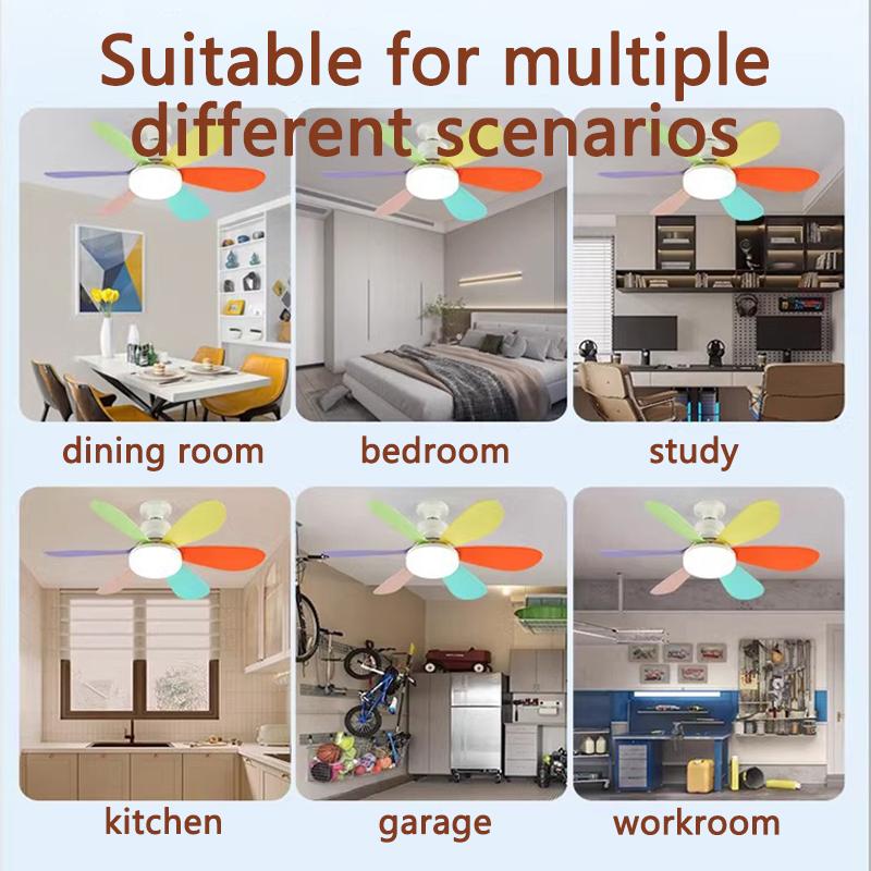 40W Socket Fan Light, 20.5" Screw Ceiling Fan with Light and Remote, E27 Socket Fan with LED for Bathroom, Bedroom, Fan LED