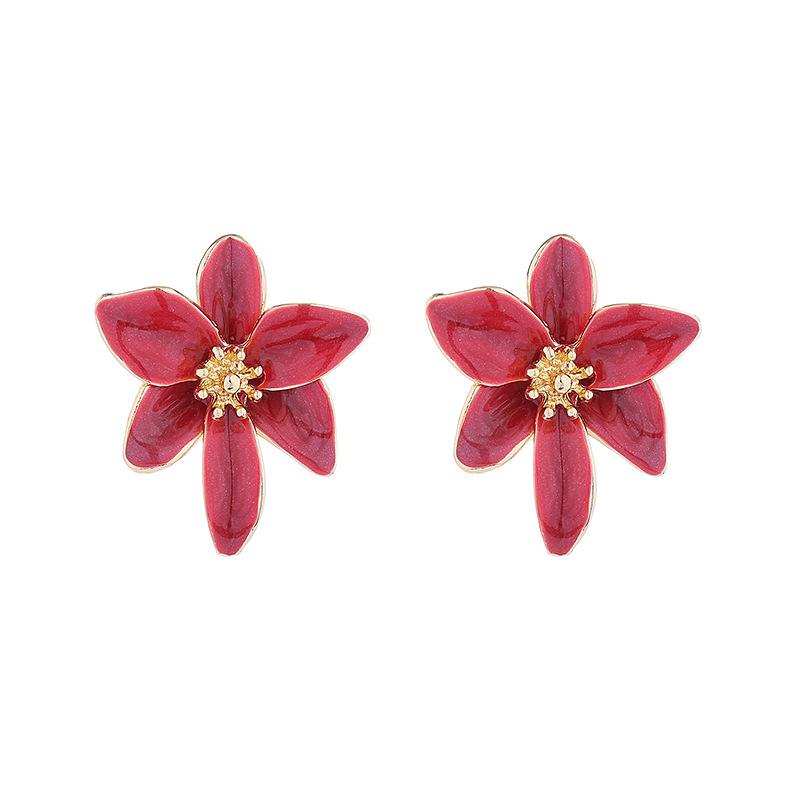 Bohemia Ethnic Style White Enamel Flower Stud Earrings for Women Charm Stainless Steel Wedding Bride Jewelry Accessories Gift