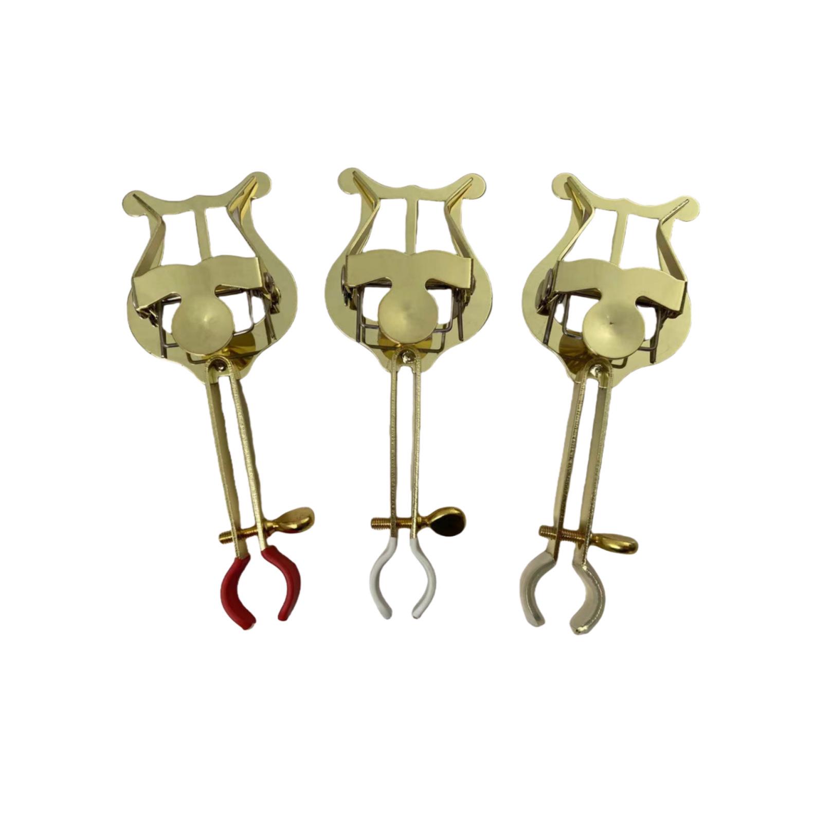 Portable Brass Trumpet Music Stand with Universal Marching Clip Gold Screw + White Clip