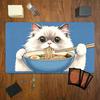 Cartoon Cute Ragdoll Cat Eating Noodles Mouse Pad Playmat 24"X14" MTG TCG Office Desk Mat for Work Game PC Laptop Rug MousePad