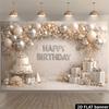 2D plane gold and silver balloons birthday party background fabric, champagne-colored balloon cake box, durable polyester