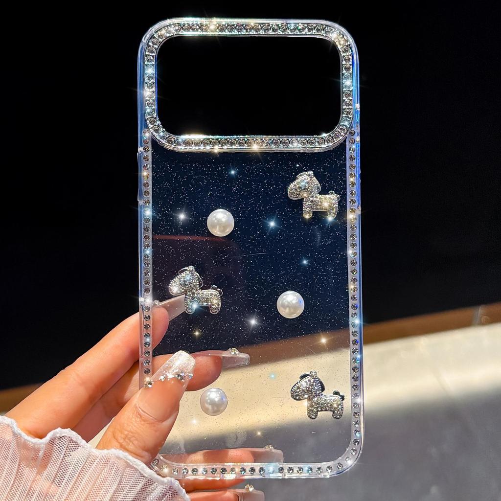 iPhone 17 Pro Max Pearl Pony Rhinestone Protective Case