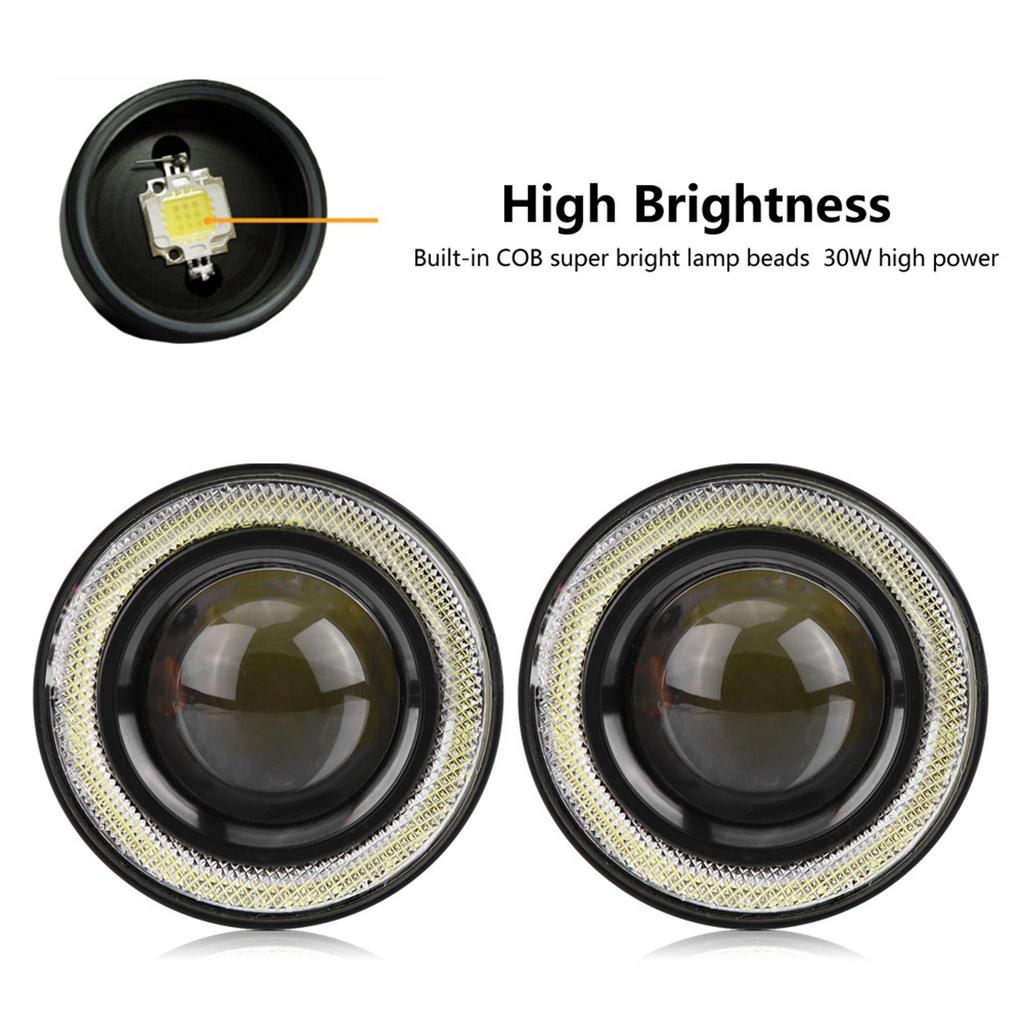 Universal 2pcs 10W LED COB Angel Eyes Daytime Running Light Car Vehicle Fog Lights (3.0in)