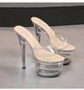 16.5Cm Heel 7Cm Platform Transparent Crystal Sandals Sexy Stage Show Women Banquet Shoes