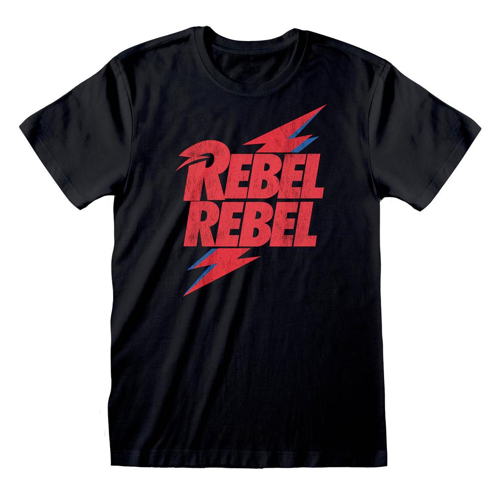 David Bowie Rebel Rebel T-shirt Merchandise Nera Nuova