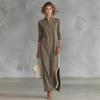 European & American Style White Trim Button-Collar Hoodie Dress 2026