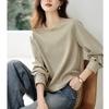 Fashion Split Cut Casual Versatile Letter Embroidered Round Neck Sweatshirt 2025 New Solid Color Simple Top