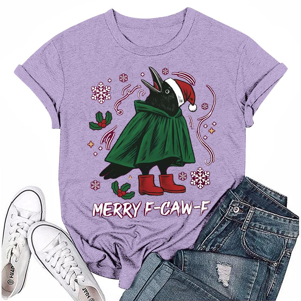 Women's Group 2D Printed Round Neck Short Sleeve Top