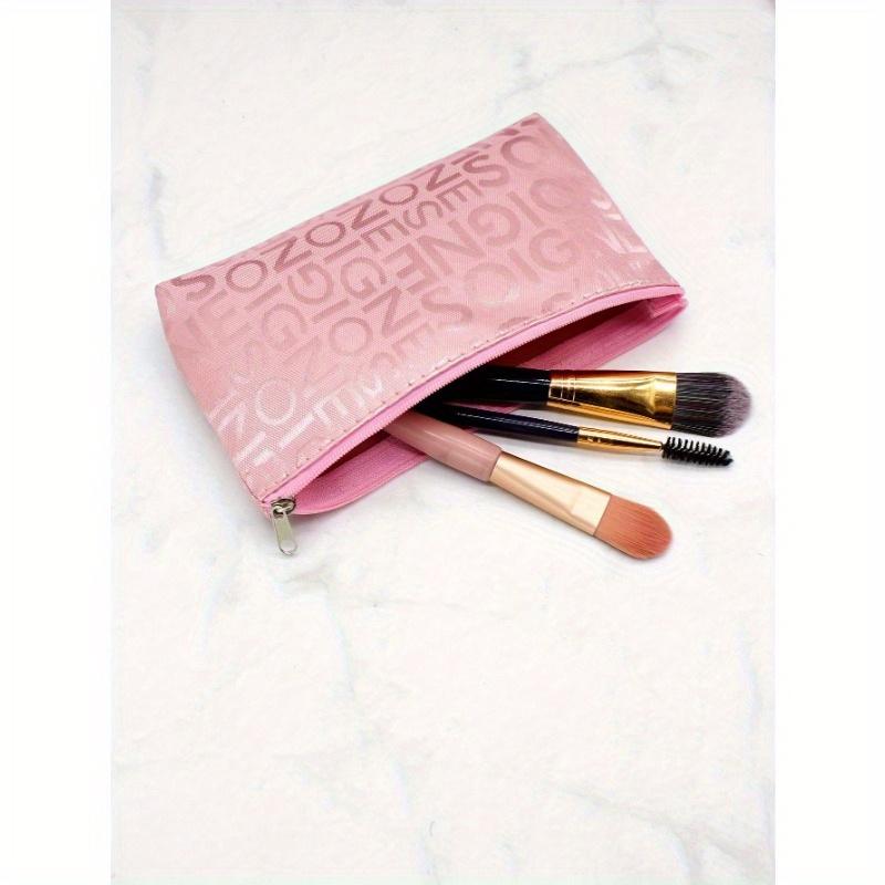 Minimalist Letter Print Makeup Bag, Portable & Convenient For Daily Use & Travel Makeup Travel Toiletry Organizer Essentials Gifts Storage Zipper