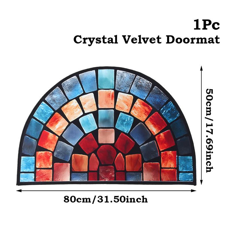 

VIKAMA Фланелевая оболочка - Ковер полукруглой формы с рисунком, напоминающим спираль — Нескользящий, прочный и декоративный для декора прихожей 40X60CM (1.3X2FT