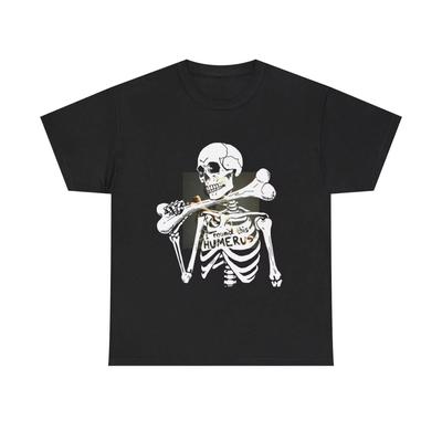 HOT SALE Humor Bone Tee Ghost Graphic Tee Funny Halloween Shirt Neutral Cotton Top Bone Joke Tee Comfortable and Breathable Tee