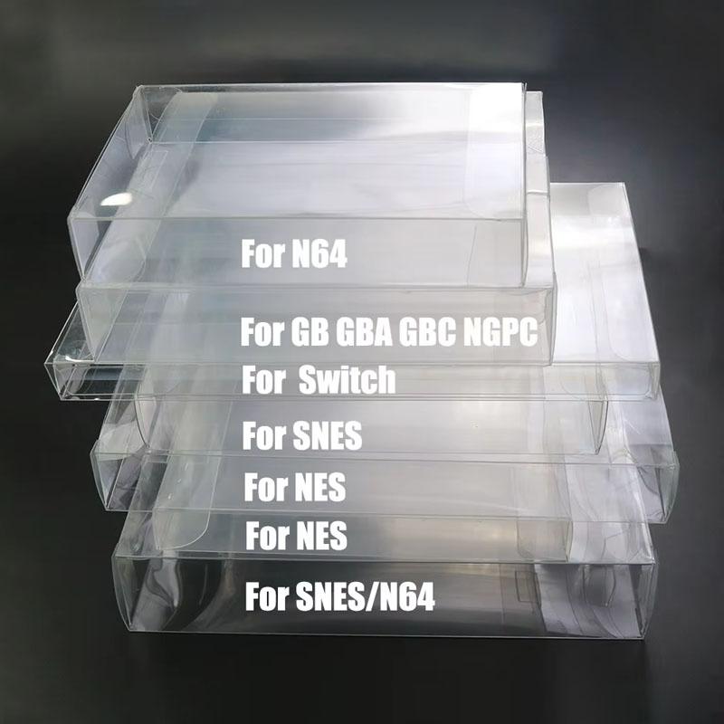 6PCS Clear Transparent Game Cartridge Box Case CIB Games Plastic PET Protector for N64 NES SNES for GB GBA GBC NGPC Switch