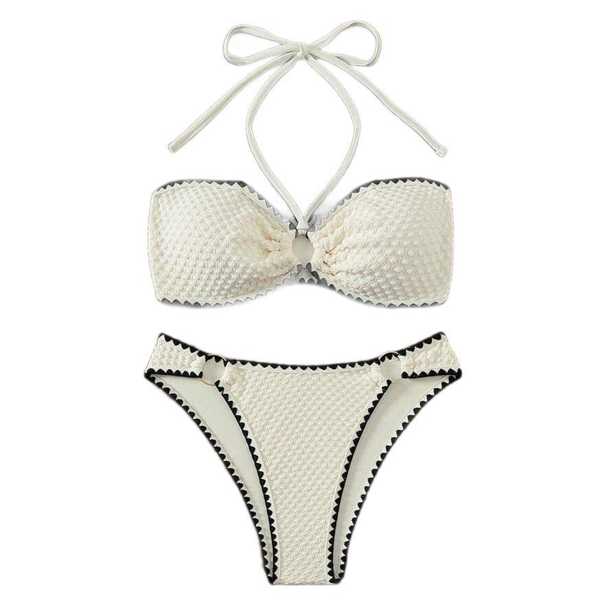 Shell Edge 2025 Trendy Halter Strap Bikini Set - European & American Style