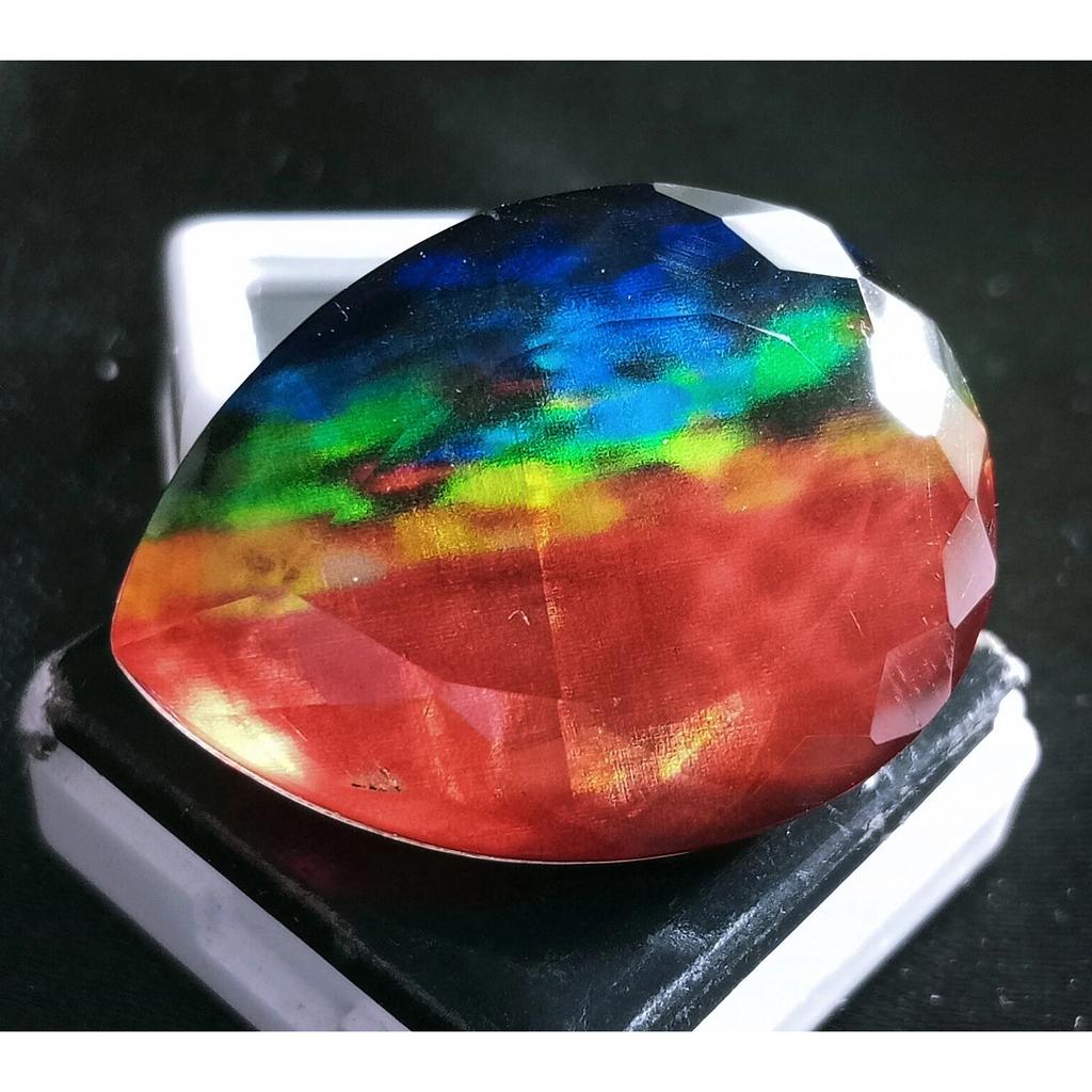 Fabulous Natural Ammolite Opal-Like Organic Doublet 50+ Ct Certified Gemstone